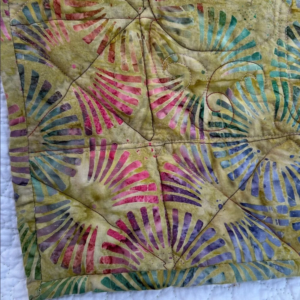 OOAK Handcrafted Wall Hanging Celestial Whimsigoth Applique Flowers Wool Batik